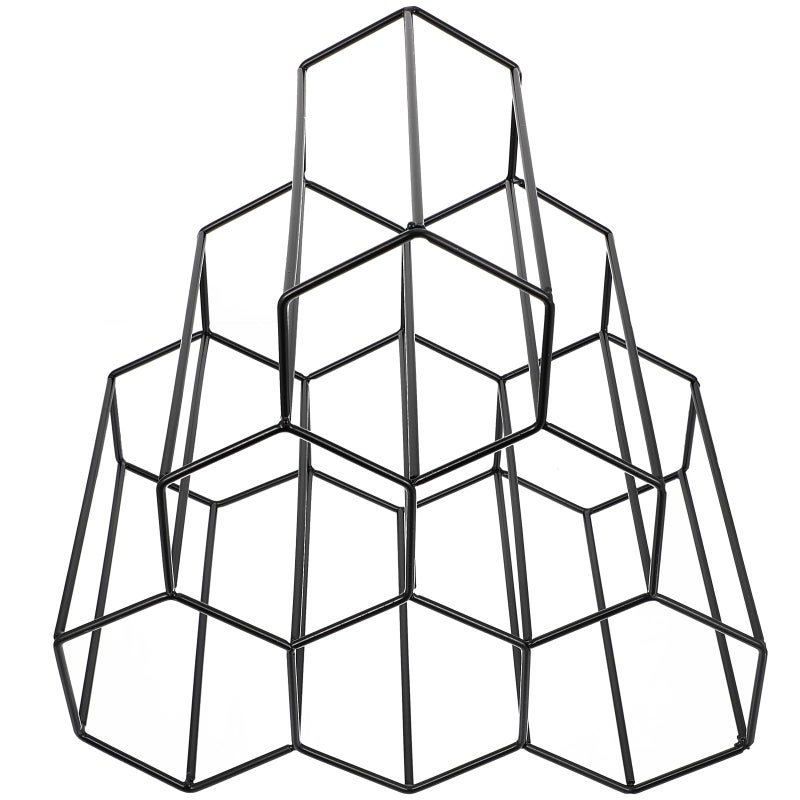 Black Iron Hexagon Honeycomb Wine Rack Countertop Storage Organizer For Kitchen Bar Display - Image 2