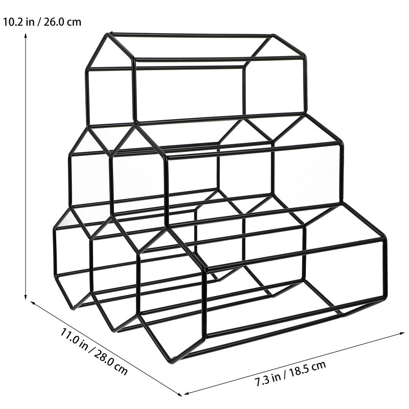 Black Iron Hexagon Honeycomb Wine Rack Countertop Storage Organizer For Kitchen Bar Display - Image 3