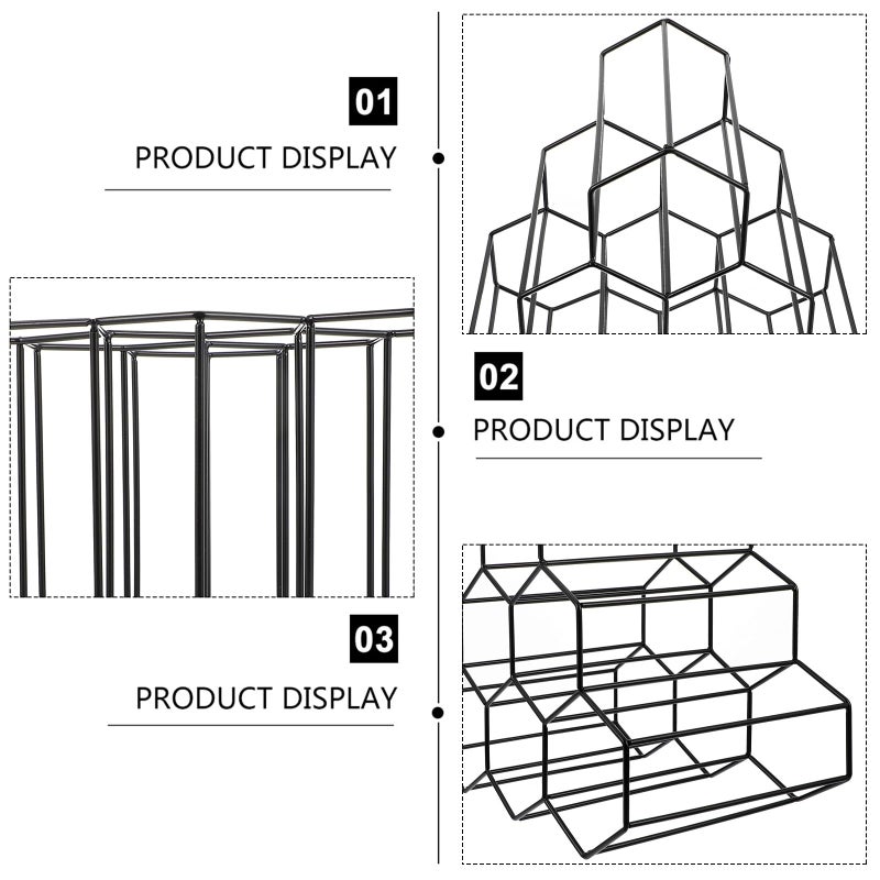 Black Iron Hexagon Honeycomb Wine Rack Countertop Storage Organizer For Kitchen Bar Display - Image 4