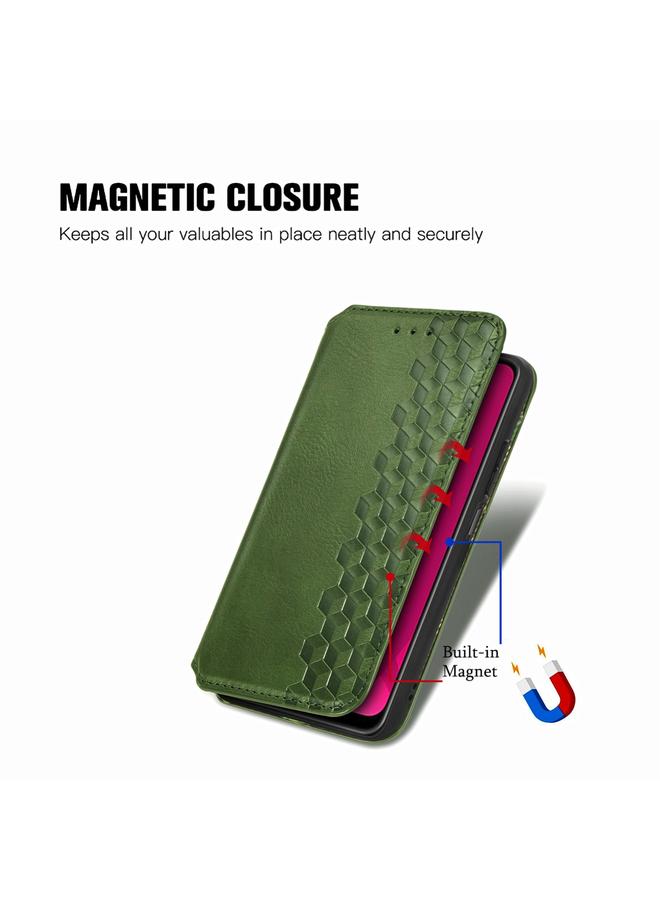 اس-توب جراب لهاتف Infinix Smart 9، جراب جلدي مغناطيسي مضغوط بشبكة مكعبة - Image 5