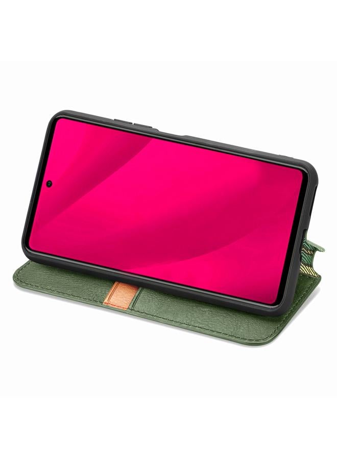 اس-توب جراب لهاتف Infinix Smart 9، جراب جلدي مغناطيسي مضغوط بشبكة مكعبة - Image 4