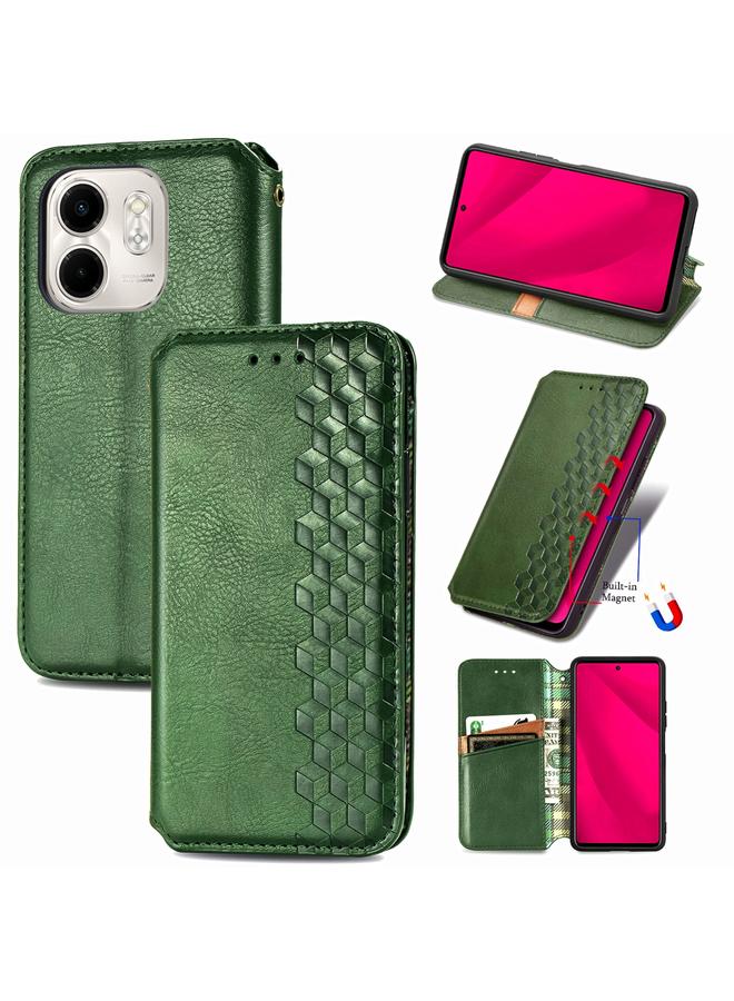 اس-توب جراب لهاتف Infinix Smart 9، جراب جلدي مغناطيسي مضغوط بشبكة مكعبة - Image 1