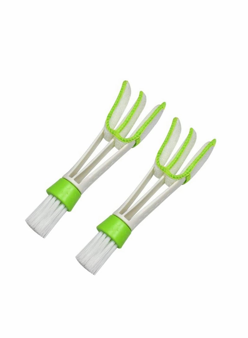 KASTWAVE Microfiber Blind Duster, Multifunction Cleaning Brush Cleaner Brush for Window Shutters Vent Air Conditioner, Dust Collector Cleaning Cloth Tool White and Green 2 Pcs  - Image 1
