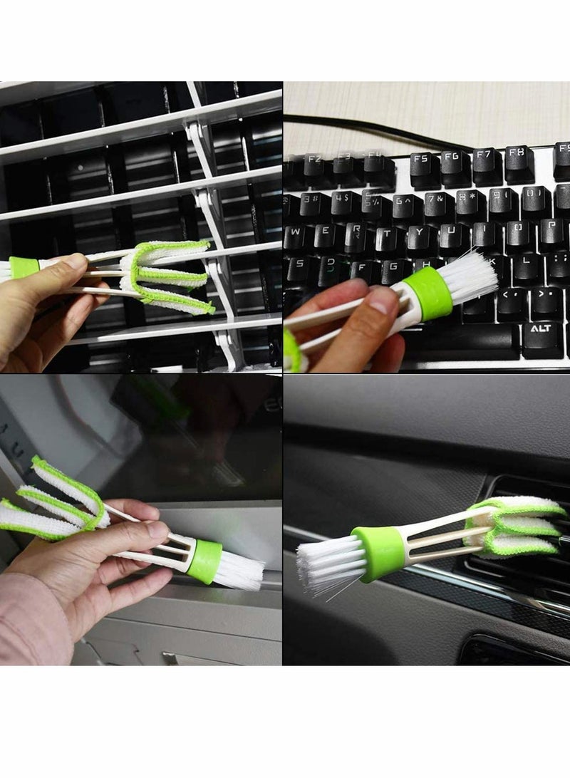 KASTWAVE Microfiber Blind Duster, Multifunction Cleaning Brush Cleaner Brush for Window Shutters Vent Air Conditioner, Dust Collector Cleaning Cloth Tool White and Green 2 Pcs  - Image 5