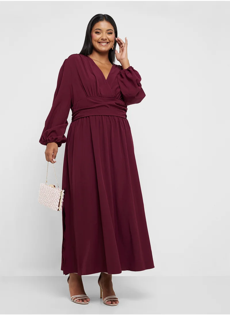 Ella Plus Shirred Waist Midi Dress