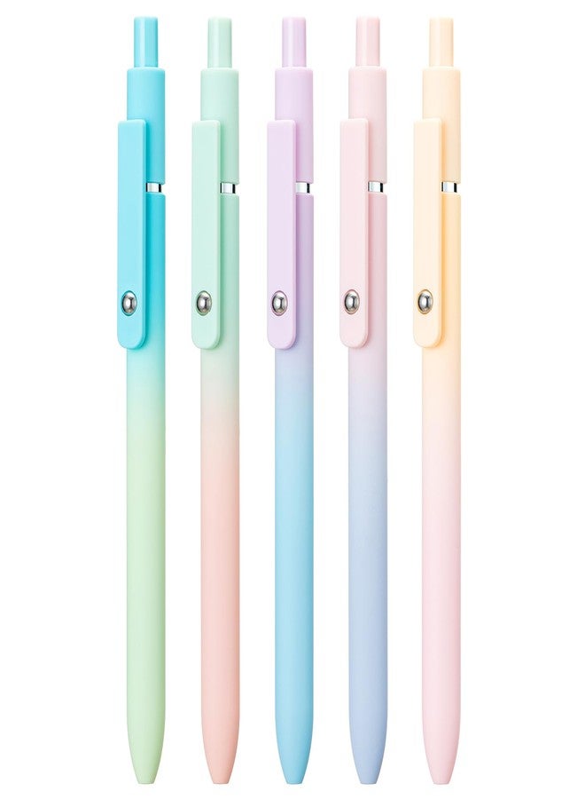 Wikult 5PCS Retractable Gel Pens Set, Quick Dry Black Ink Fine Point Soft Touch Roller Ball Gel Ink Pen for Smooth Writing (Aurora Color) - Image 2
