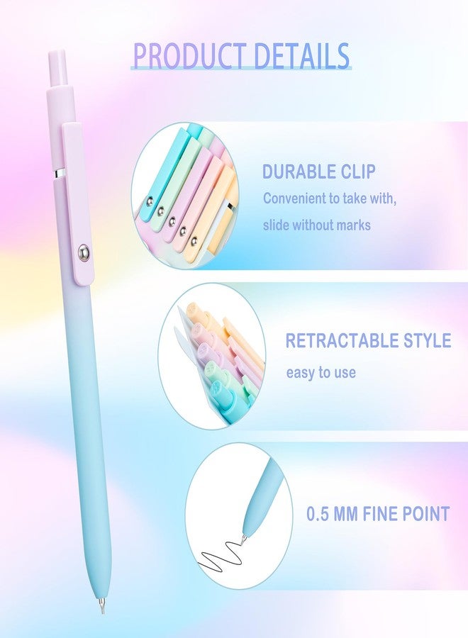 Wikult 5PCS Retractable Gel Pens Set, Quick Dry Black Ink Fine Point Soft Touch Roller Ball Gel Ink Pen for Smooth Writing (Aurora Color) - Image 3