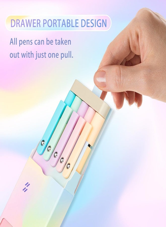 Wikult 5PCS Retractable Gel Pens Set, Quick Dry Black Ink Fine Point Soft Touch Roller Ball Gel Ink Pen for Smooth Writing (Aurora Color) - Image 4
