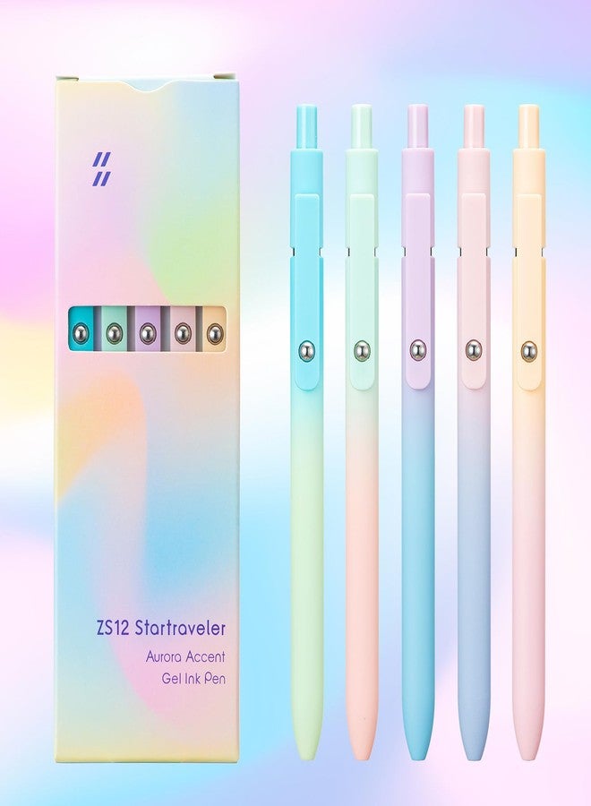 Wikult 5PCS Retractable Gel Pens Set, Quick Dry Black Ink Fine Point Soft Touch Roller Ball Gel Ink Pen for Smooth Writing (Aurora Color) - Image 5