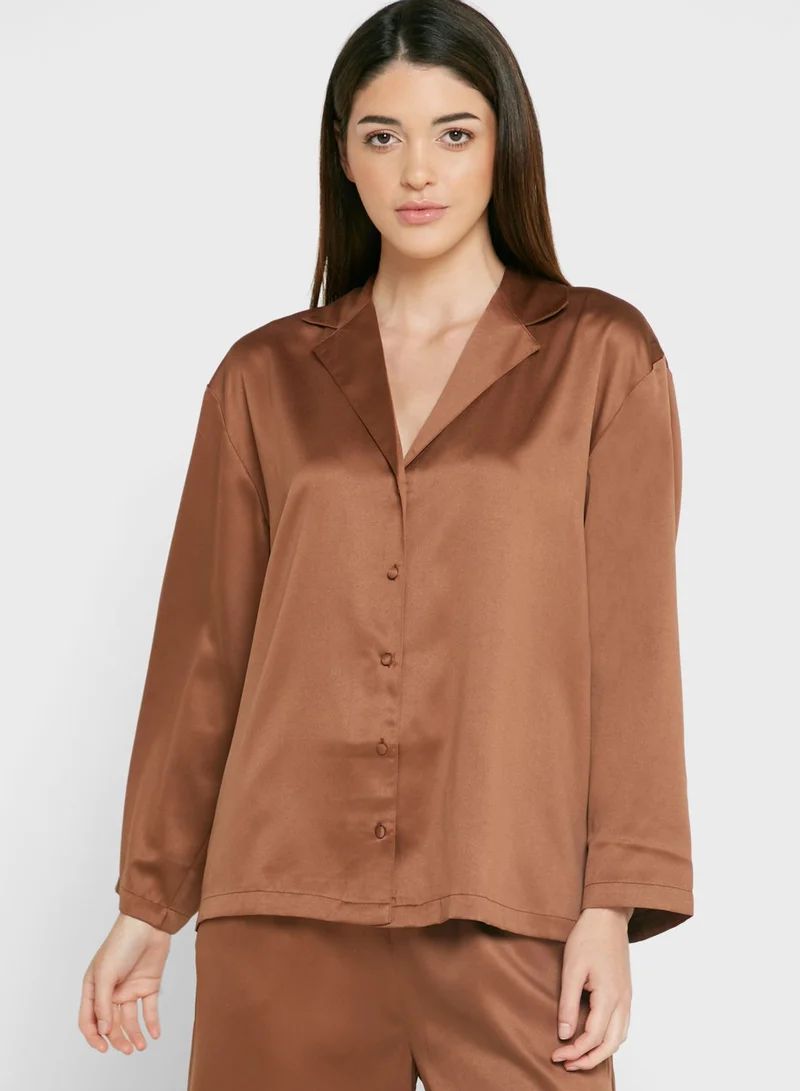 TOPSHOP Button Down Shirt & Pyjama Set