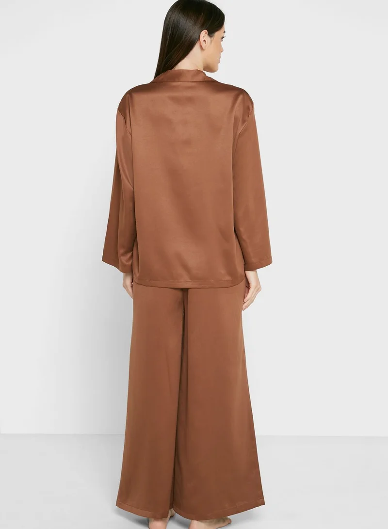 TOPSHOP Button Down Shirt & Pyjama Set