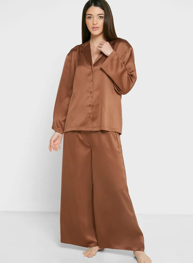 TOPSHOP Button Down Shirt & Pyjama Set