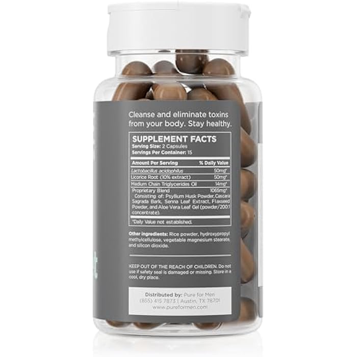 Pure for Men Detox Supplement, Reset | Promotes Digestive & Gut Health, Helps Remove Toxins & Supports Immune System, Colon Cleanse | 30 Capsules - Image 2
