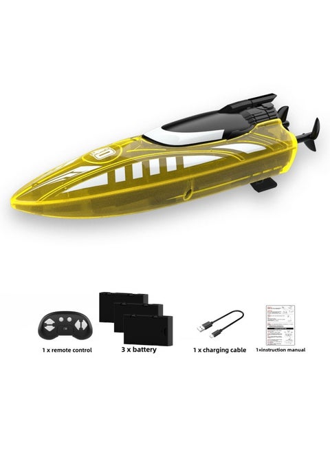 RC Remote Control Boat Visual Light Stunt Roll Double Side Driving Toy Accessories Motor Waterproof Remote Control Ship Toy-Specifications:Yellow High-end Version With Three Batteries (90 Minutes Of Battery Life)
