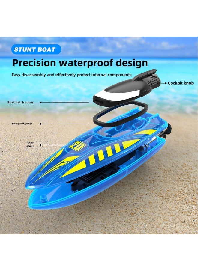 RC Remote Control Boat Visual Light Stunt Roll Double Side Driving Toy Accessories Motor Waterproof Remote Control Ship Toy-Specifications:Yellow High-end Version With Three Batteries (90 Minutes Of Battery Life)  - Image 5