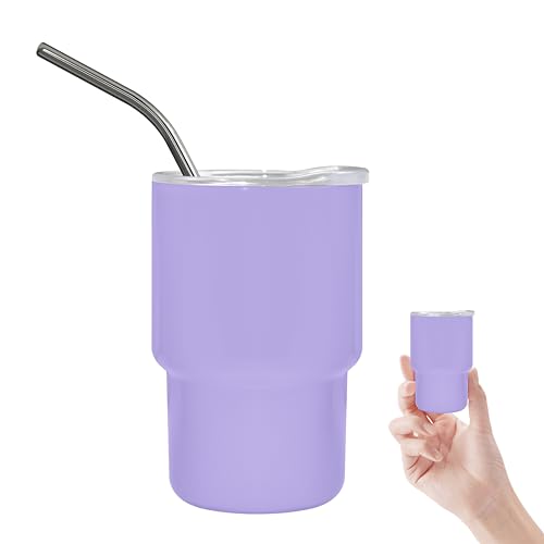 JUSONEY 3oz Mini Tumbler Shot Glass with Straw and Lid,Sublimation Shot Glasses Tumblers Stainless Steel Double Wall Vacuum Insulated Shot Glass for Party Wedding BarCocktail Coffee - Image 1