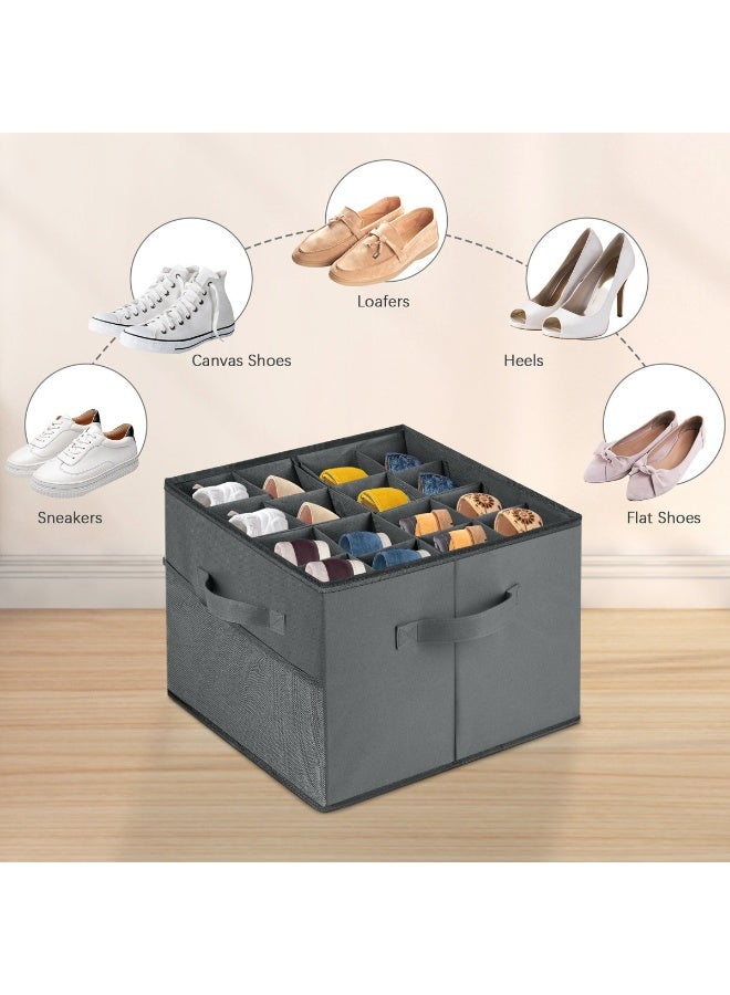 Foldable Shoe Storage Box for 16 Pairs – Space-Saving Shoe Organizer with Transparent Zipper Cover, Adjustable Dividers & Carry Handles – Closet Shoe Rack for Wardrobe, Bedroom, and Entryway - Image 5
