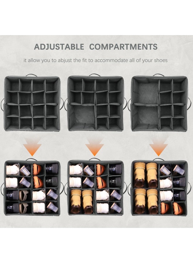 Foldable Shoe Storage Box for 16 Pairs – Space-Saving Shoe Organizer with Transparent Zipper Cover, Adjustable Dividers & Carry Handles – Closet Shoe Rack for Wardrobe, Bedroom, and Entryway - Image 3