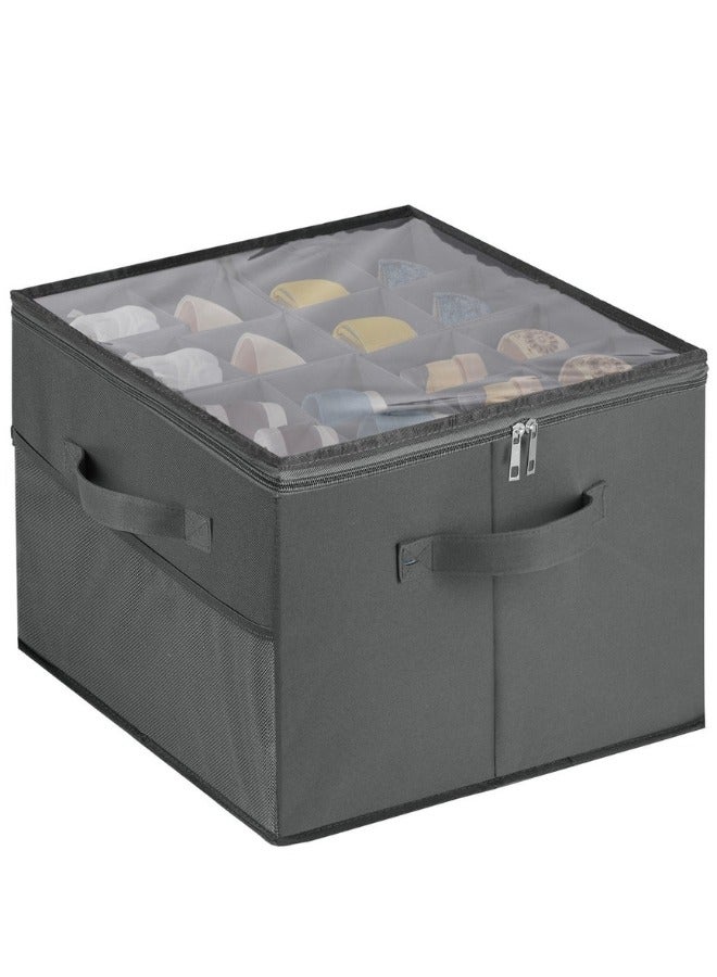 Foldable Shoe Storage Box for 16 Pairs – Space-Saving Shoe Organizer with Transparent Zipper Cover, Adjustable Dividers & Carry Handles – Closet Shoe Rack for Wardrobe, Bedroom, and Entryway - Image 1