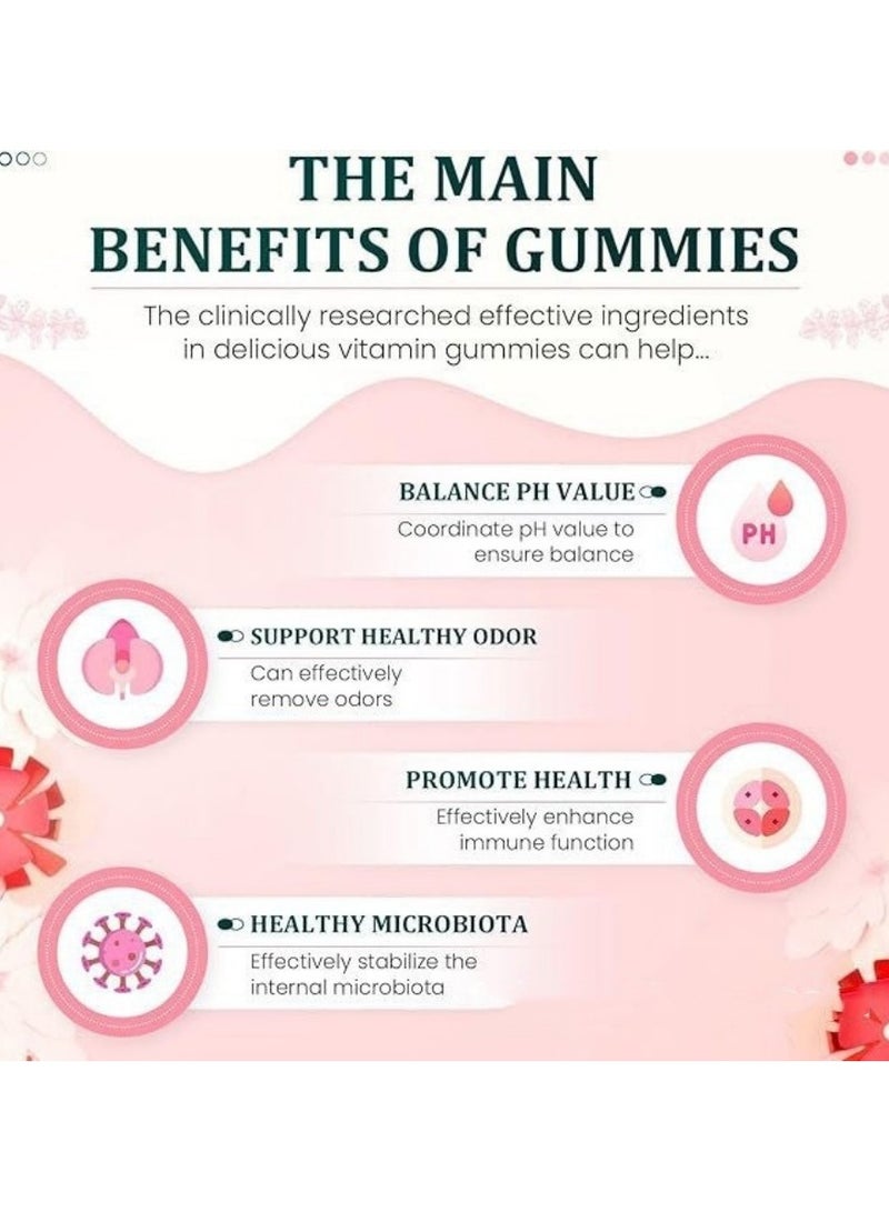 VITAL Feminine Balance Gummies Pineapple Natural Ingredients, Gentle and Effective Easy to Carry Optimize PH Balance (1Bags/60Grain),For Women Of All Ages And Lifestyles，Gluten-Free, Vegan, Hawaiian Pineapple Flavor - Image 4