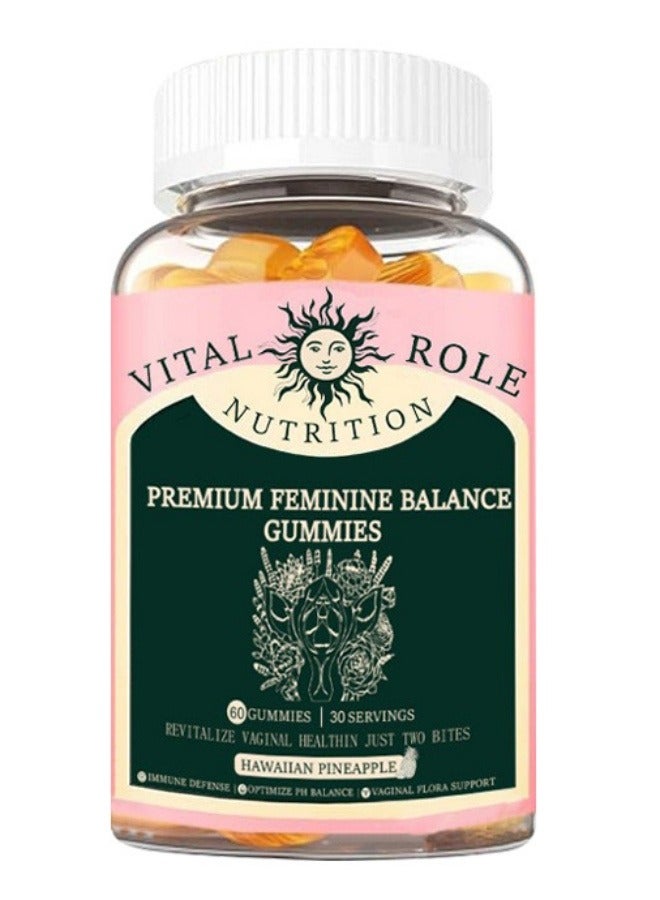 VITAL Feminine Balance Gummies Pineapple Natural Ingredients, Gentle and Effective Easy to Carry Optimize PH Balance (1Bags/60Grain),For Women Of All Ages And Lifestyles，Gluten-Free, Vegan, Hawaiian Pineapple Flavor - Image 5