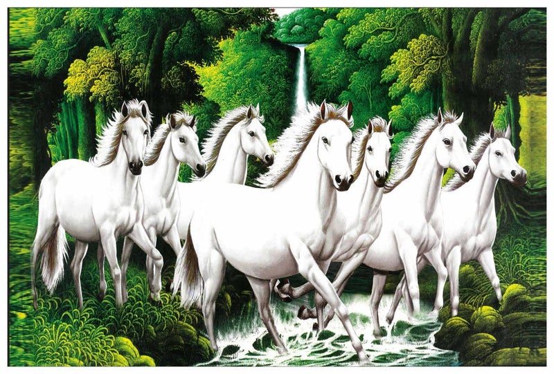 SAF paintings 7 Running Horses Vastu UV Textured Wall Painting for Home Decoration, Office, Gym, College Wall decoration Painting 12 Inch x 18 Inch MDF1422 - Image 5