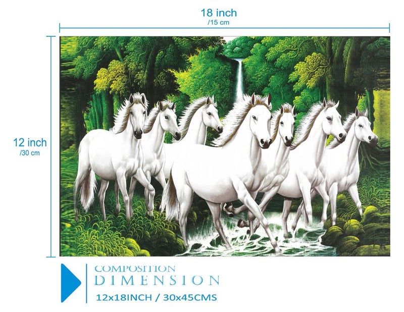 SAF paintings 7 Running Horses Vastu UV Textured Wall Painting for Home Decoration, Office, Gym, College Wall decoration Painting 12 Inch x 18 Inch MDF1422 - Image 3