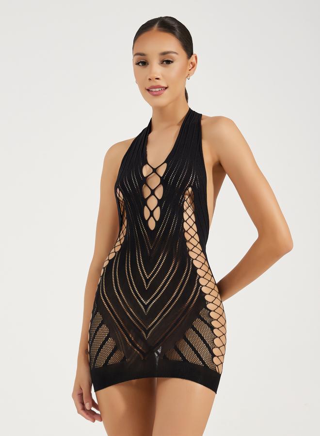 Styli V Detail Cut Out Bodycon Slip Dress - Image 1