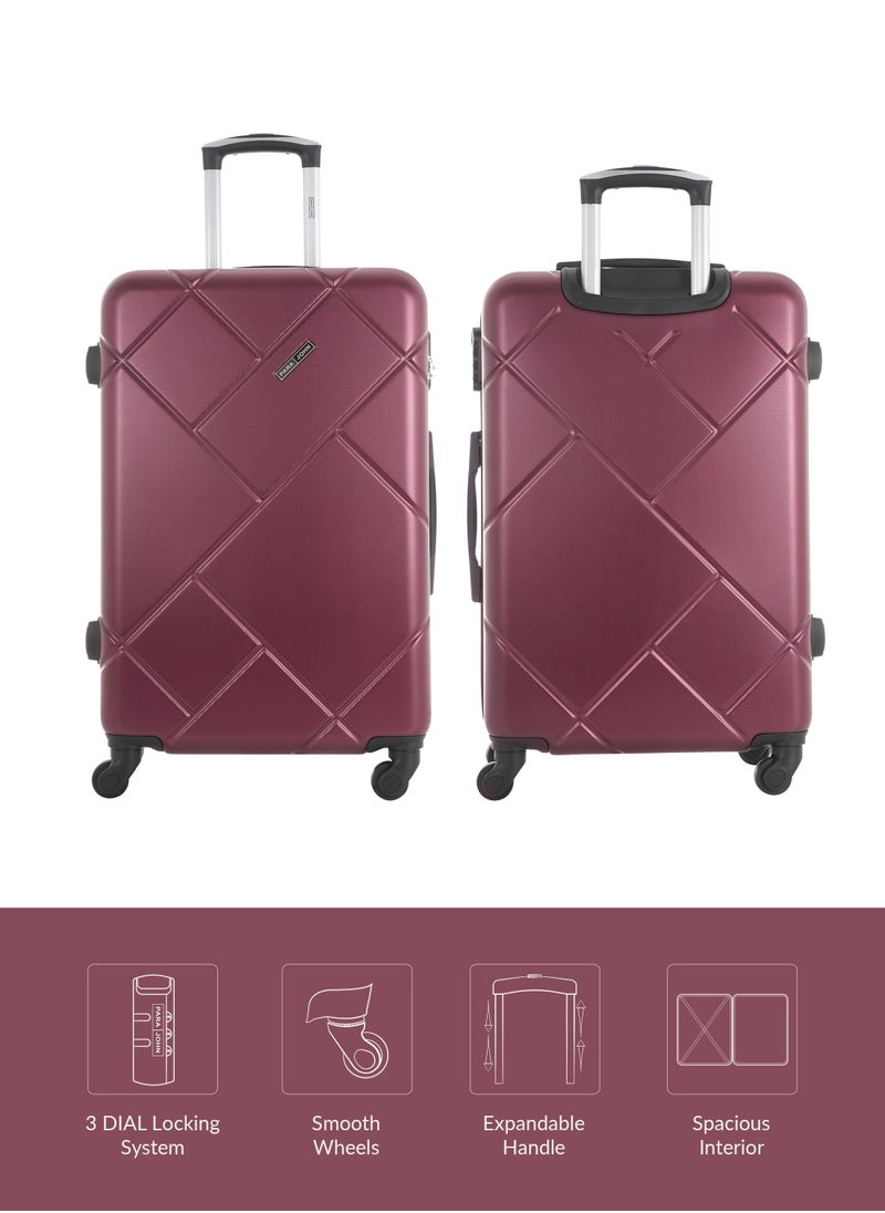 PARAJOHN - 3-Piece Hard Side ABS Spinner Luggage Trolley Set 20/24/28 Inch Burgundy - Image 1