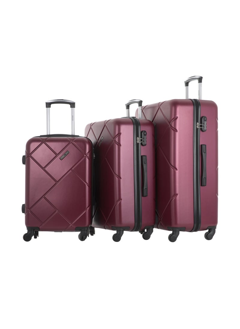 PARAJOHN - 3-Piece Hard Side ABS Spinner Luggage Trolley Set 20/24/28 Inch Burgundy - Image 1