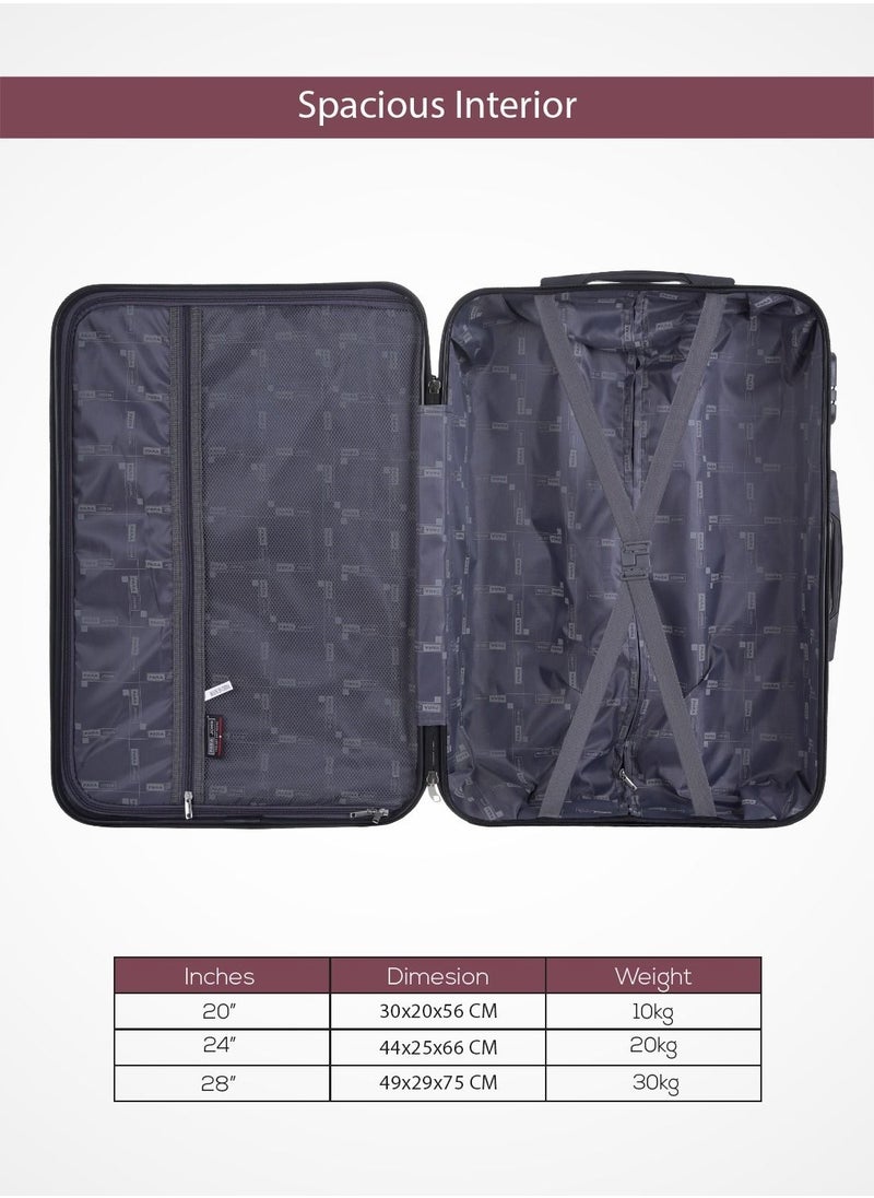 PARAJOHN - 3-Piece Hard Side ABS Spinner Luggage Trolley Set 20/24/28 Inch Burgundy - Image 1