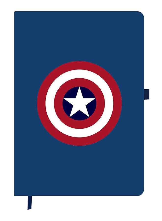 Theodor Designer A5 Thick Blue Hardcover Notebook Captain America Shield 1 - Image 1