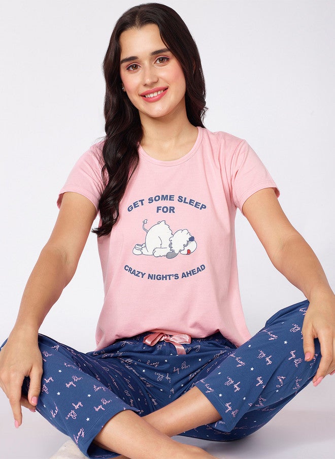 beebelle Typography Printed Cotton Night Suit - Image 1