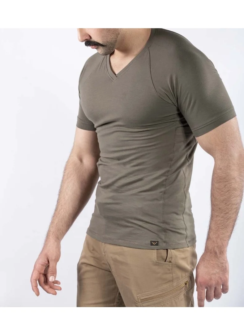 VAV Wear Tactical Outdoor Casual T-Shirt Men's Short Sleeve Cotton Elastane Flexible Sweat Absorbent TTHIN03