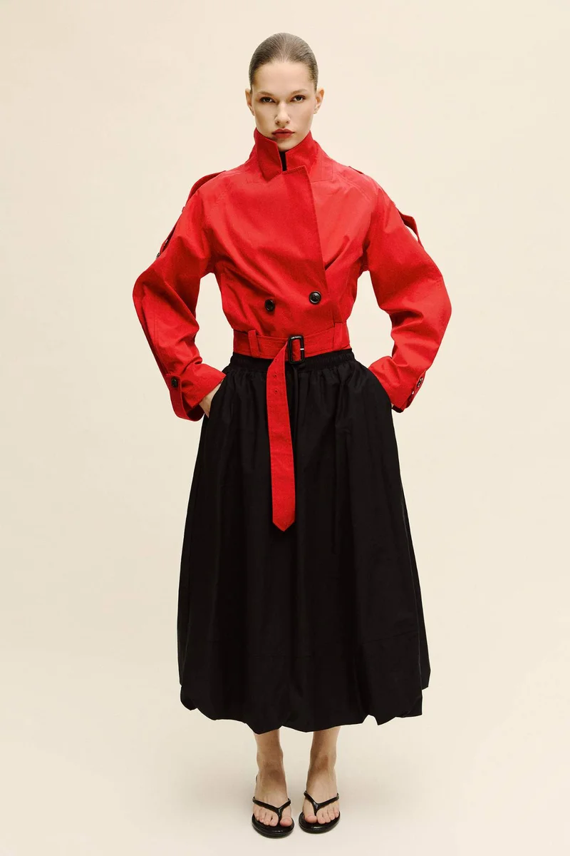 ديفاكتو Balloon Fit Poplin Normal Waist Midi Skirt