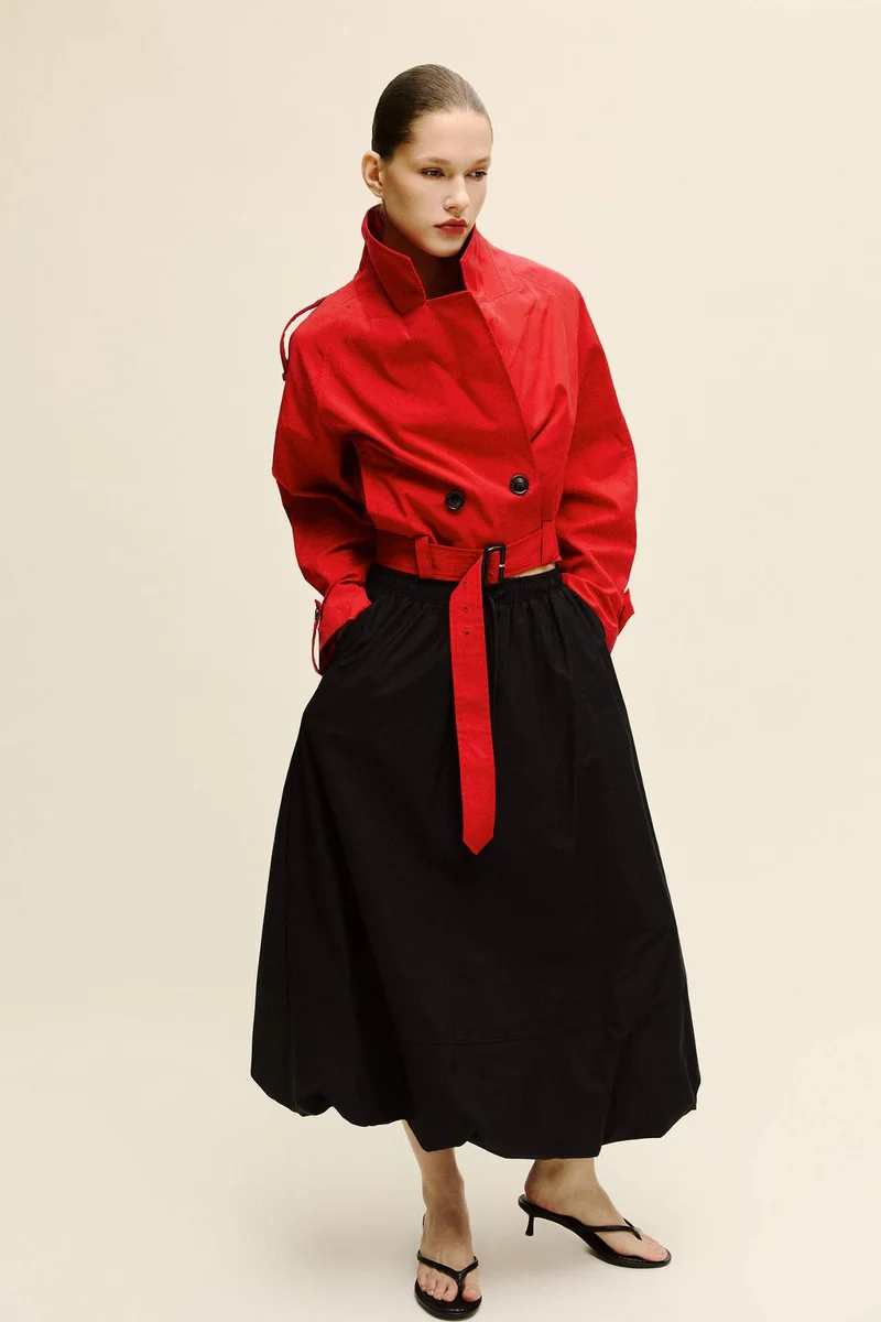 ديفاكتو Balloon Fit Poplin Normal Waist Midi Skirt