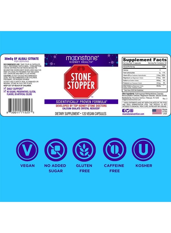 Moonstone كبسولات مانعة لحصى الكلى - تنظيف ودعم الكلى لمنع الحصى، صحة الكلى ومكملات إزالة السموم، بديل تشانكا بيدرا، توازن الرقم الهيدروجيني، تم تطويره بواسطة أطباء الكلى (6 عبوات) - Image 5
