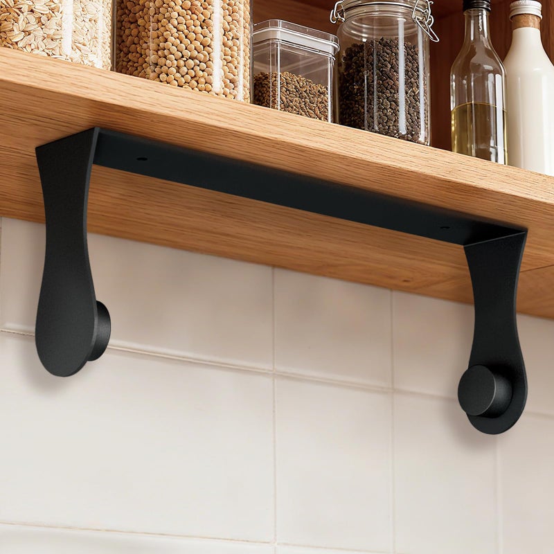 Smipam Paper Towel Holder Under Cabinet, Black, Adhesive & Wall Mount, Under Counter Paper Towel Rack for Kitchen and Bathroom, Home and Kitchen Decor - Image 1