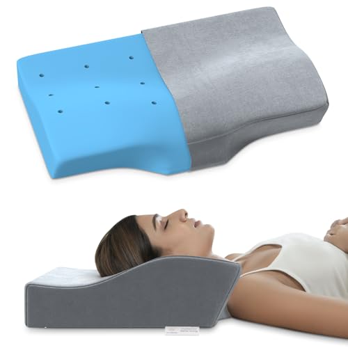 MY ARMOR Cervical Pillow for Neck Pain and Shoulder Pain, Spondylitis Neck, Orthopedic Memory Foam Pillow for Sleeping, Standard Size - 2 & 4 Inch Dual Height, with Washable Grey Velvet Cover - Image 1
