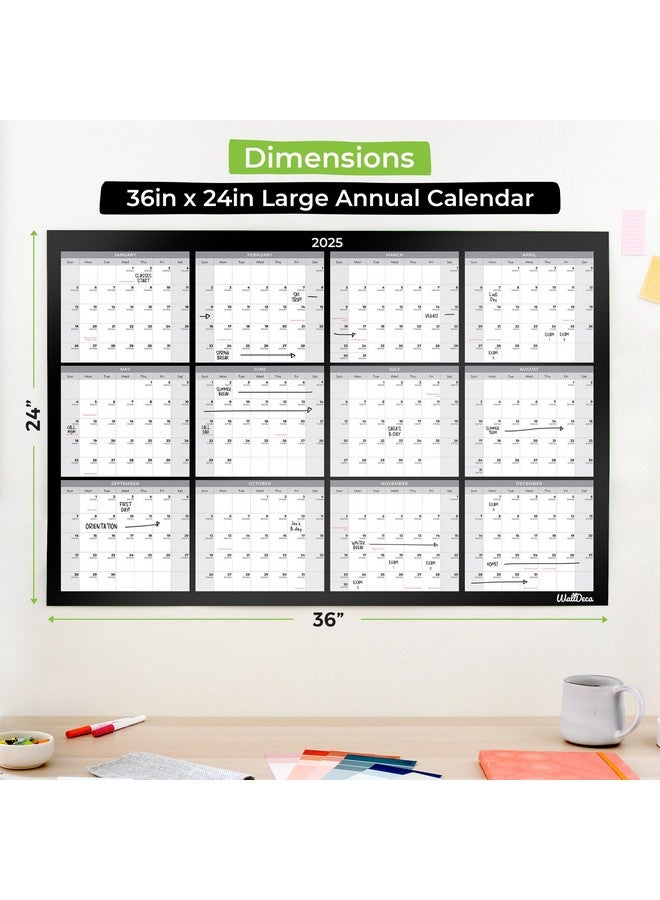 WallDeca Large Dry Erase Calendar For Wall - 2025 Wall Calendar Dry Erase Monthly Yearly Planner - Laminated White Board Calendar Sheet - Horizontal/Vertical Layout - 24" X 36" Dry Erase Wall Calendar  - Image 2