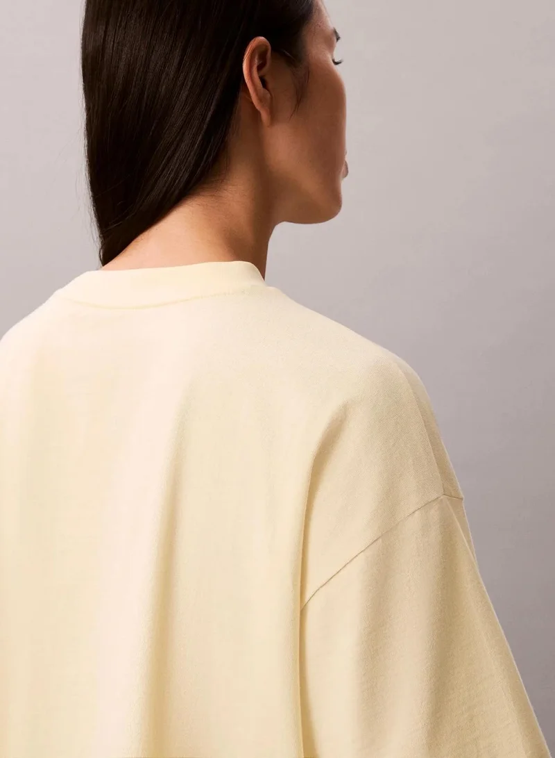 Calvin Klein Pear Sorbet Cropped Varsity Logo T-Shirt for Women | Best Price UAE