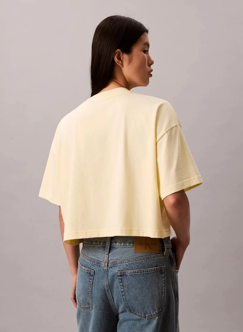 Calvin Klein Pear Sorbet Cropped Varsity Logo T-Shirt for Women | Best Price UAE
