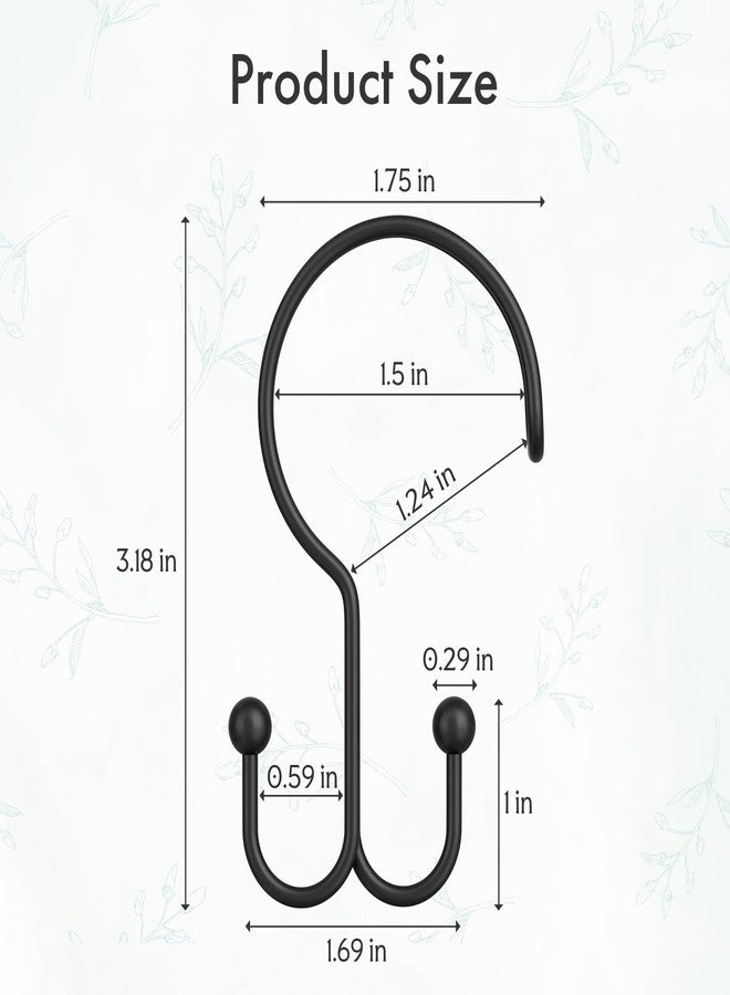 Bathway Black Shower Curtain Hooks Ring, 12 Pcs Double Sided Shower Hooks, Rust Proof Metal Shower Hooks for Bathroom, Anti-Drop Shower Rings for Shower Curtain & Liners - Image 5