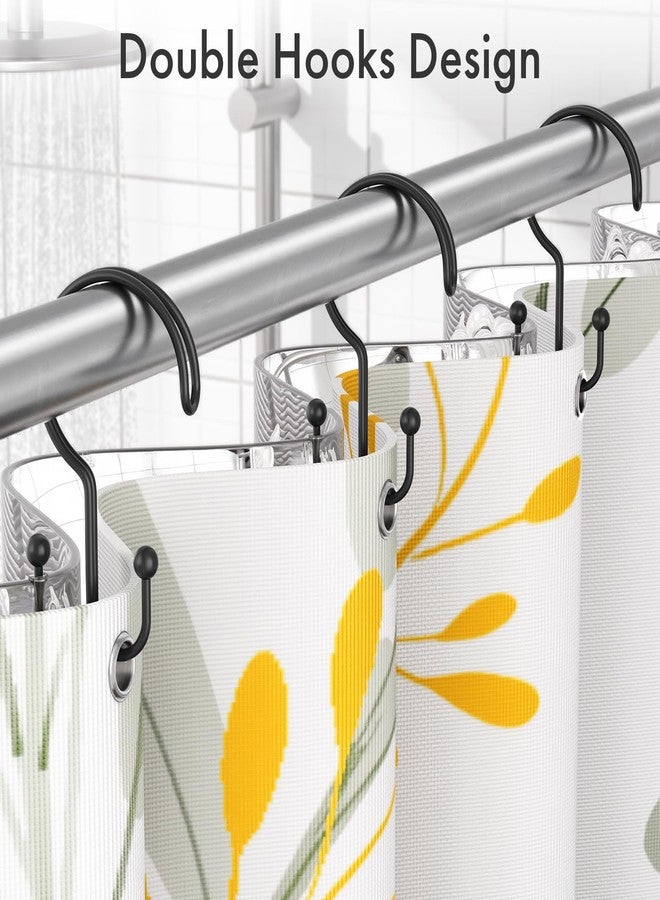 Bathway Black Shower Curtain Hooks Ring, 12 Pcs Double Sided Shower Hooks, Rust Proof Metal Shower Hooks for Bathroom, Anti-Drop Shower Rings for Shower Curtain & Liners - Image 3