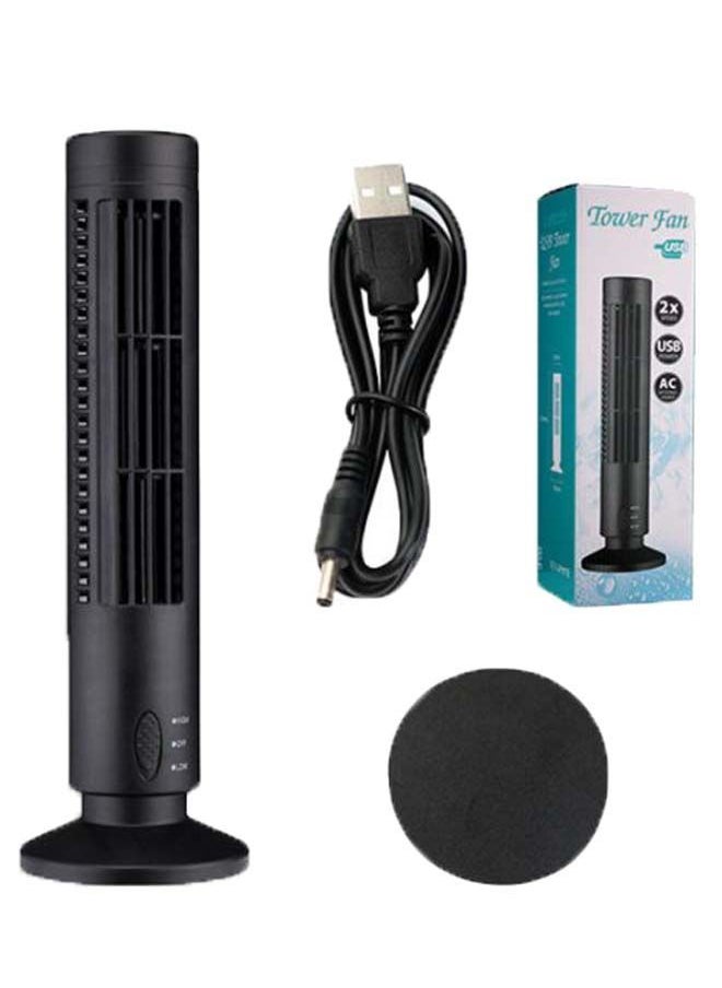 NIBEMINENT Portable Quiet Bladeless Tower Fan With USB Cable H32038B_JX Black/Silver  - Image 1