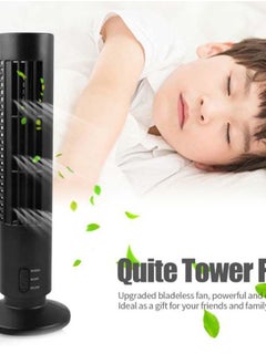 NIBEMINENT Portable Quiet Bladeless Tower Fan With USB Cable H32038B_JX Black/Silver  - Image 2