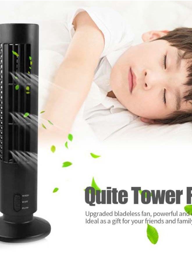 NIBEMINENT Portable Quiet Bladeless Tower Fan With USB Cable H32038B_JX Black/Silver  - Image 2