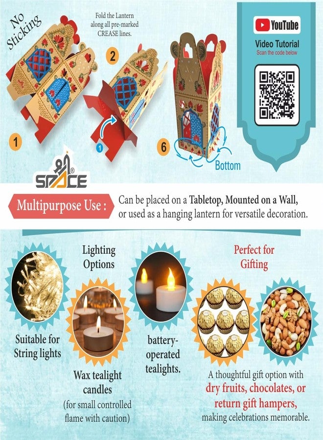 Shree SPACE فوانيس ورقية من شري سبيس زاروكا لايت (ZL) يمكنك صنعها بنفسك - مجموعة من 8 فوانيس | قابلة للطي (الشمعة غير متضمنة) | ديكور للطاولة، أو للتعليق، أو للجدران | فوانيس مناسبة لعيد ديوالي، والمهرجانات، وحفلات الزفاف، والديكور المنزلي والمكتبي - Image 5