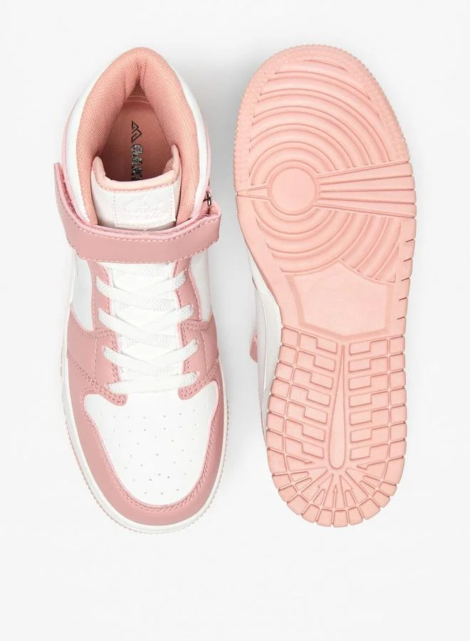 Oaklan By Shoexpress PINK Panelled High Top School Sneakers With Hook And Loop Closure for Women | Best Price UAE
