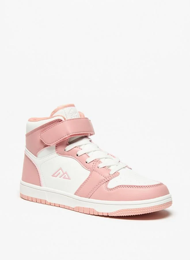 Panelled High Top School Sneakers With Hook And Loop Closure